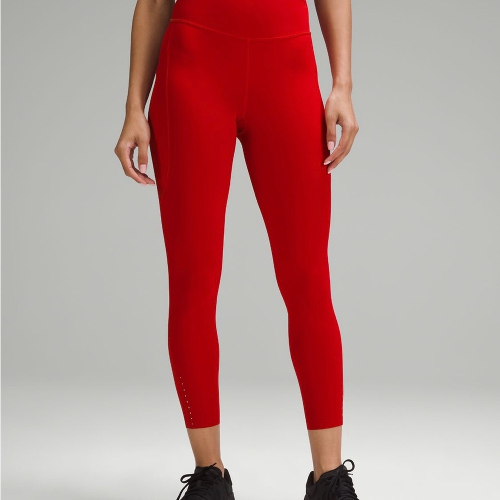 Lululemon Athletica Red fast and free high-rise Leggings 5 pockets 25”